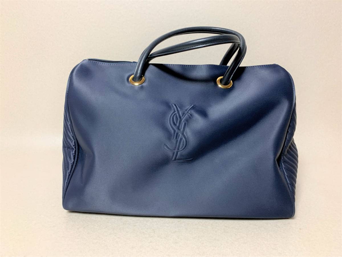 YVES SAINT LAURENT ボストンバッグ ネイビー　イブサンローラン YSL イヴサンローラン ボストンバッグ ネイビー 美品 ボストンバッグ