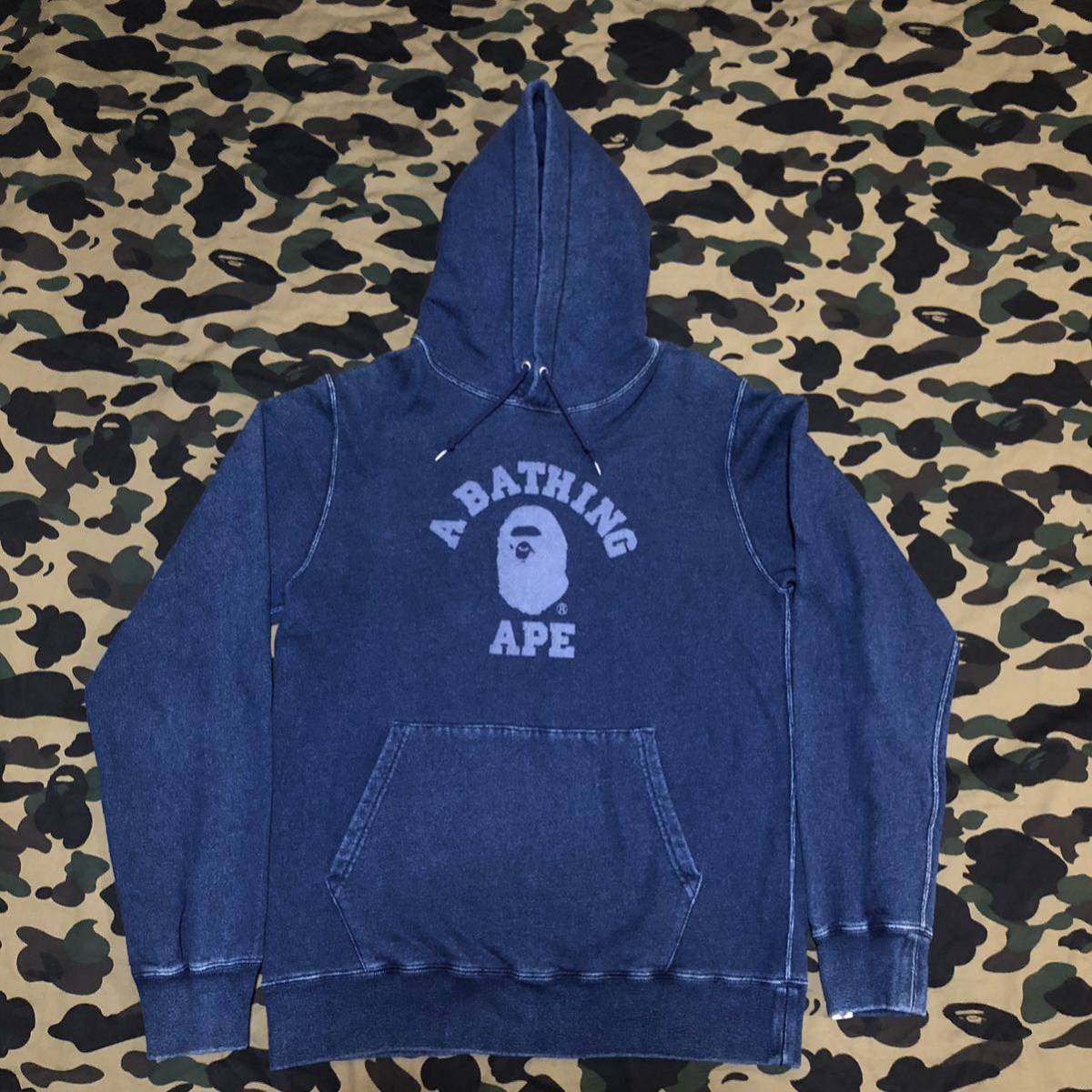 indigo college logo hoodie エイプ BAPE A BATHING APE インディゴ カレッジロゴ パーカー