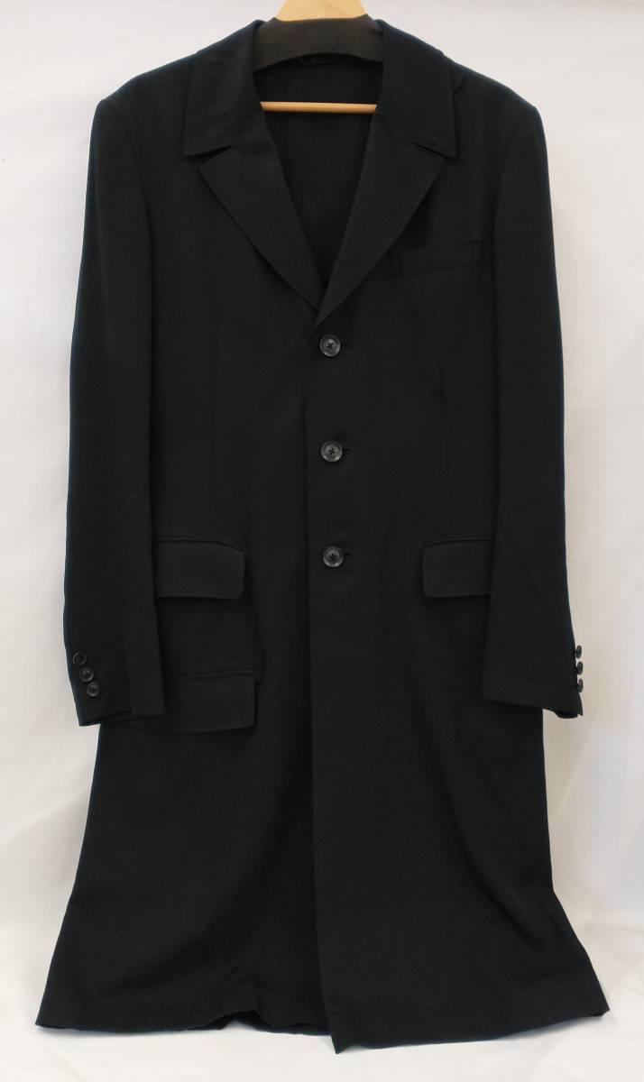 syte yhoji yamamoto ブラック チェスターコート Yohji Yamamoto POUR ヨウジヤマモト Y's ブラック チェスターコート