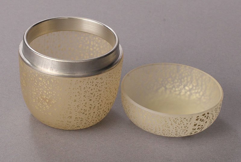 田渕香雪 吹きガラス 棗 金彩 共箱 茶道具 茶入 茶器 現代工芸