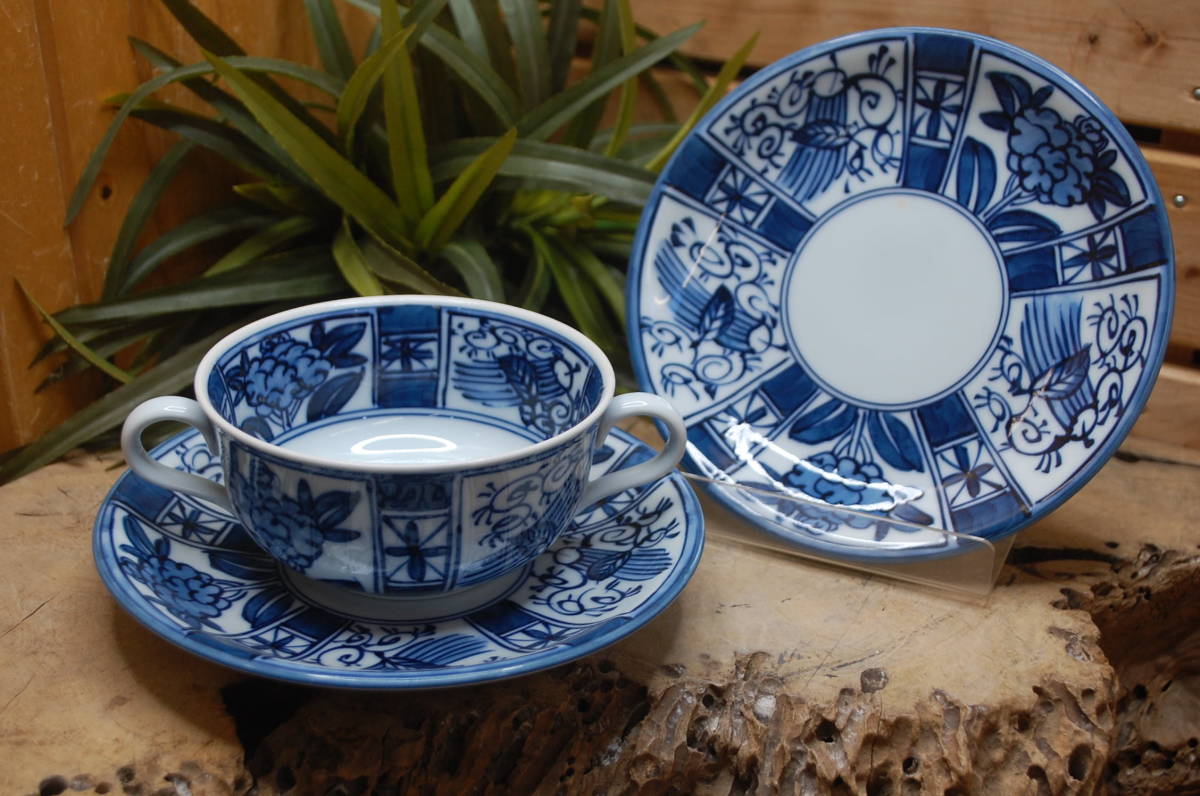 /に448.源右衛門◇両手スープカップ◇ソーサー付◇3点セット