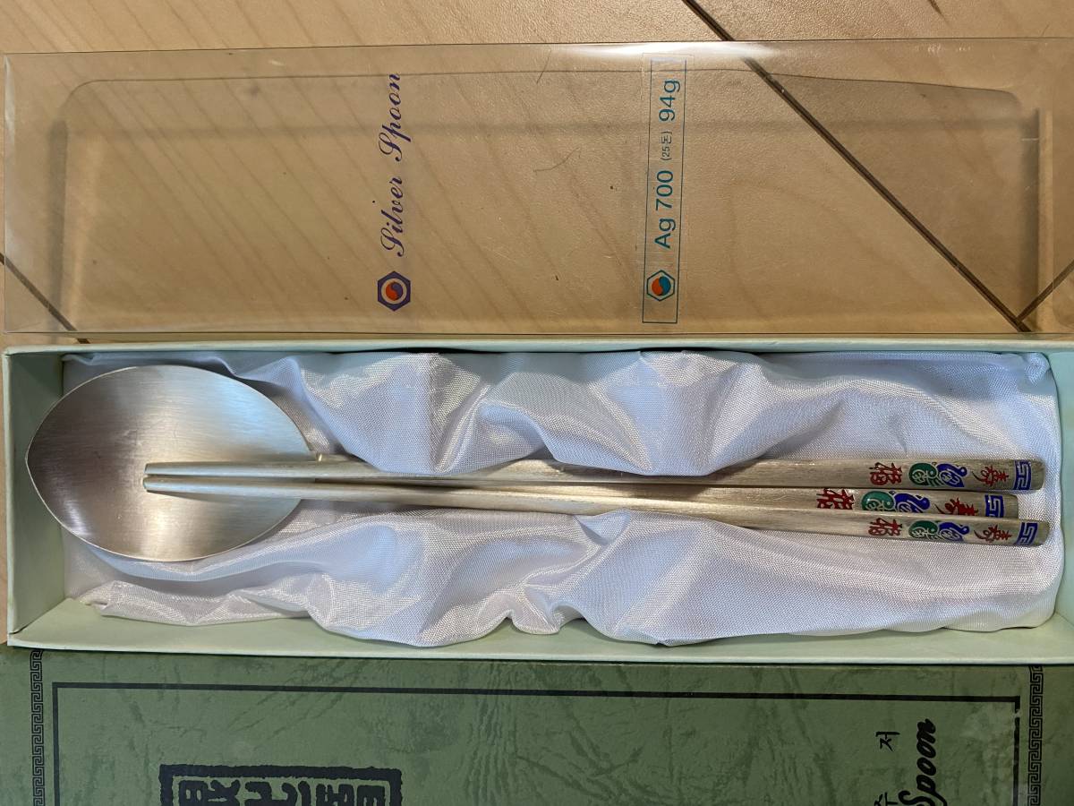 純銀/AG700 75g/韓国製 匙 箸 セット 純銀/AG700 75g/韓国製 匙 箸 セット