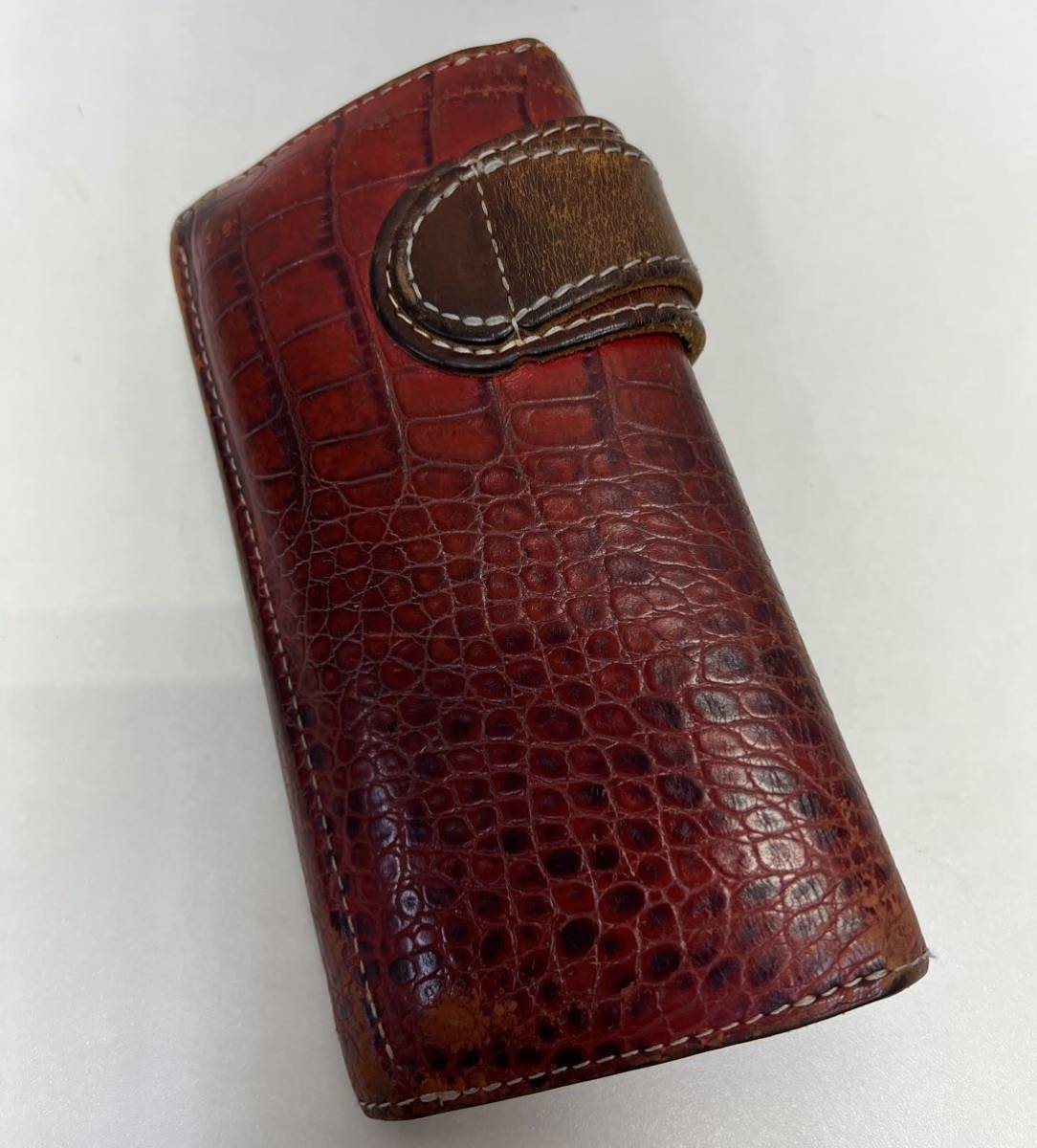 ALZUNI Long Wallet アルズニ 長財布 本革 シルバー タイガー 虎 red 赤色 焼印 スタッズ ウォレット
