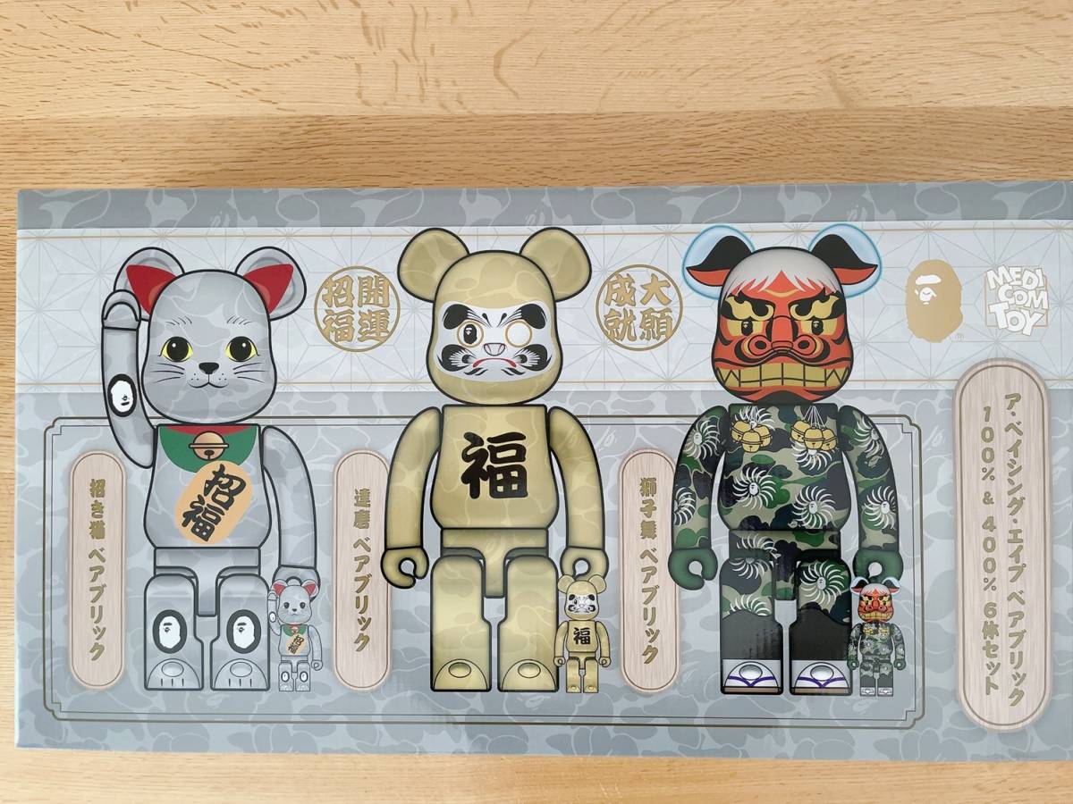 BE@RBRICK 招き猫 BAPE 金メッキ 達磨 銀メッキ 獅子舞 BAPE(R) 銀