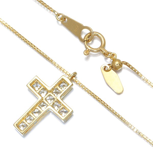 ゆきざき ダイヤ ネックレス ダイヤモンド 0.50ct リッチクロス K18YG 