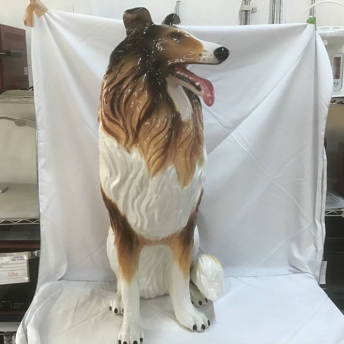 コリー犬 大型 陶器 置物 オブジェ インテリア イタリア製 屋外