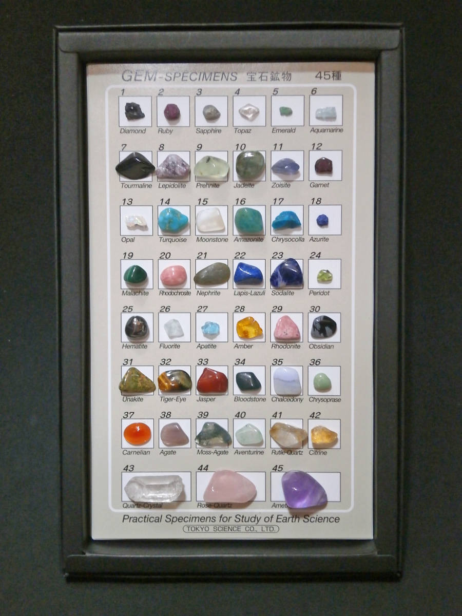 宝石鉱物標本45種(紙箱入)ルビー サファイア エメラルド アクアマリン
