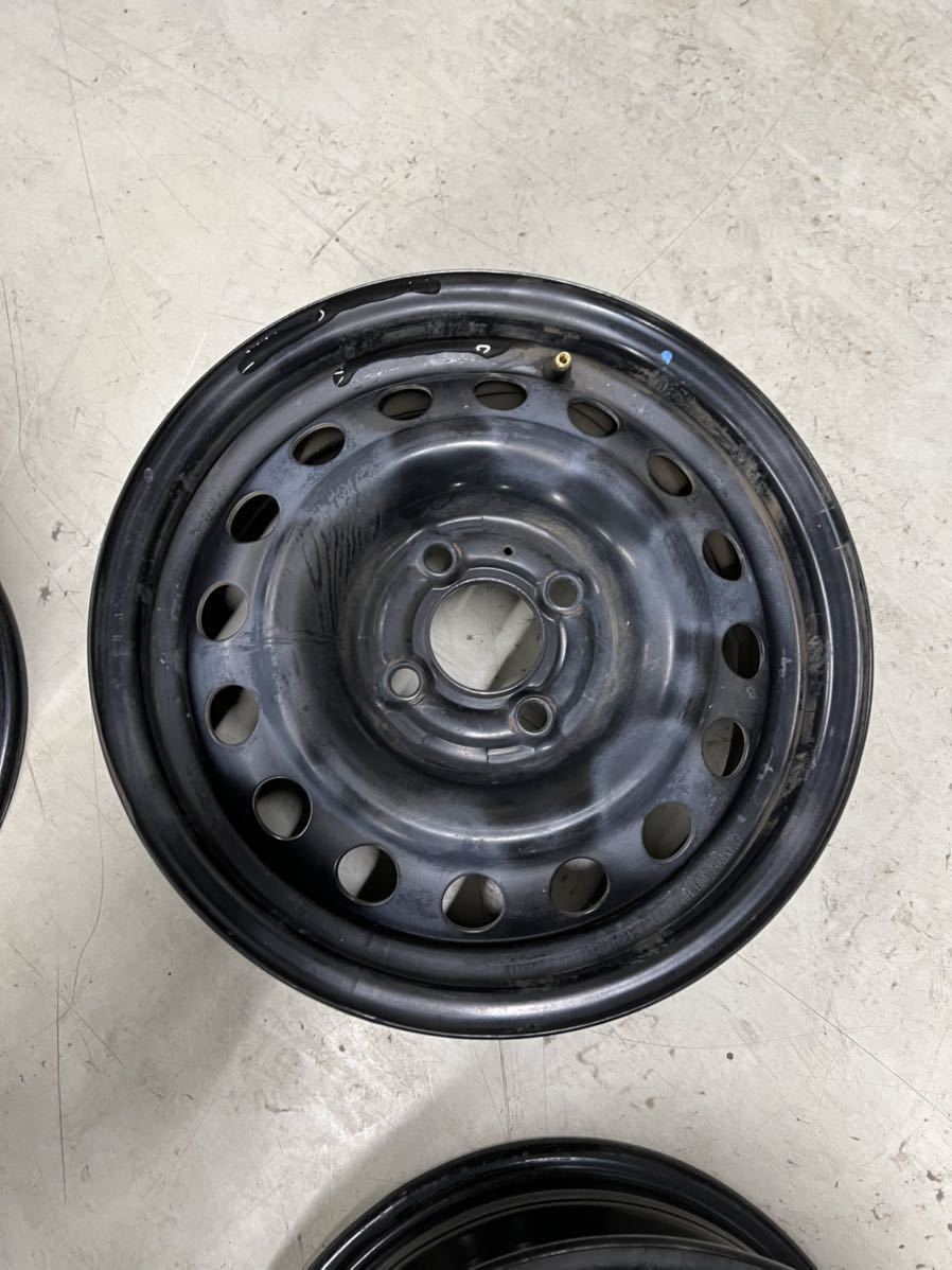日産 E12 ノート 純正 スチールホイール 鉄ホイール 14インチ 5.5J インセット+40 PCD100 4穴 ハブ径Φ60 売り切り！1円から！ ノート 日産 E12 バリ溝 日産純正スチールホイール 鉄