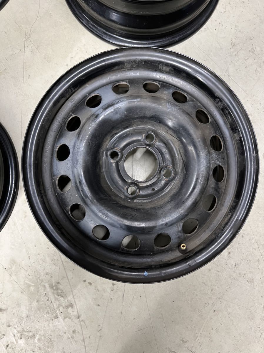 日産 E12 ノート 純正 スチールホイール 鉄ホイール 14インチ 5.5J インセット+40 PCD100 4穴 ハブ径Φ60 売り切り！1円から！ ノート 日産 E12 バリ溝 日産純正スチールホイール 鉄
