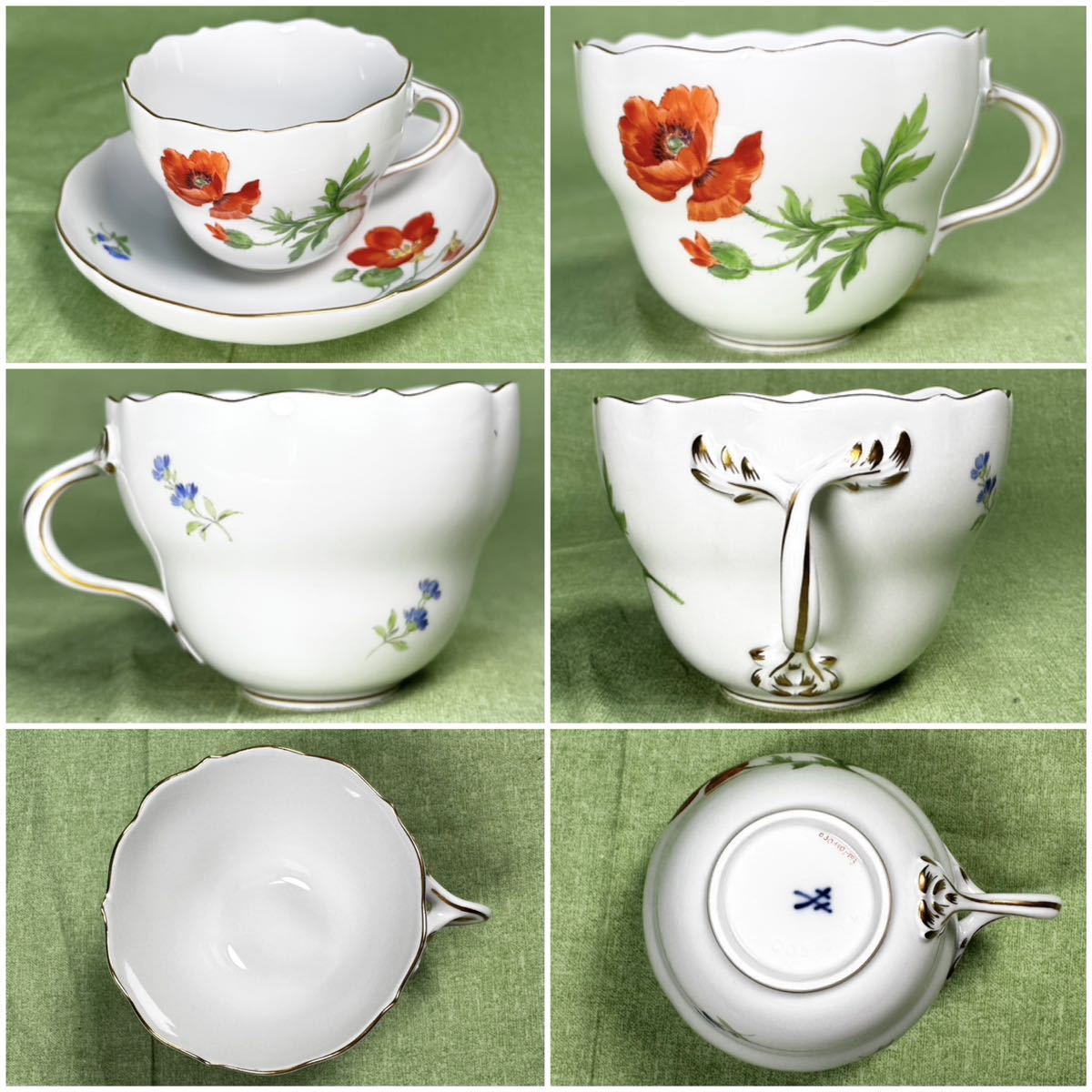Meissen マイセン ベーシックフラワー 三つ花 花文 プレート