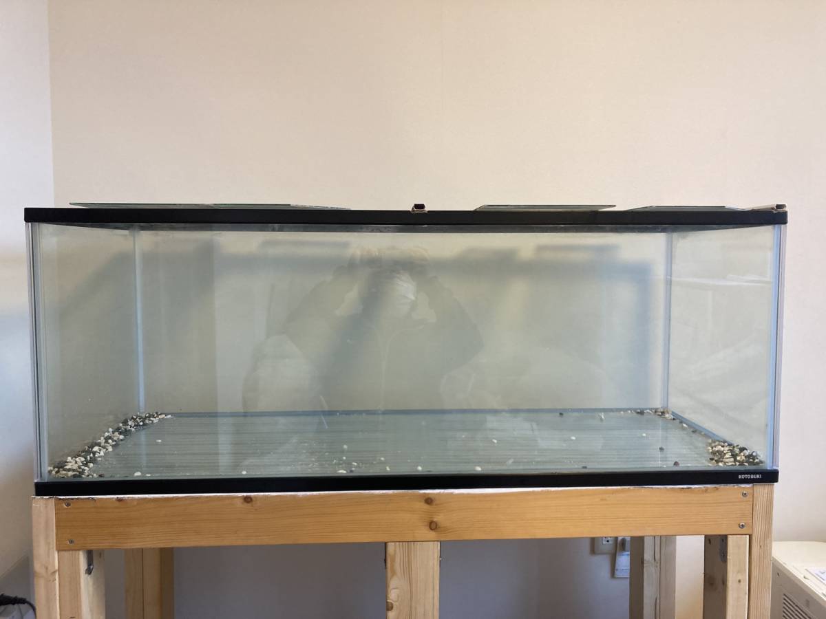 引き取り限定】120×450×450 ガラス水槽+水槽台、外部ろ過装置、照明