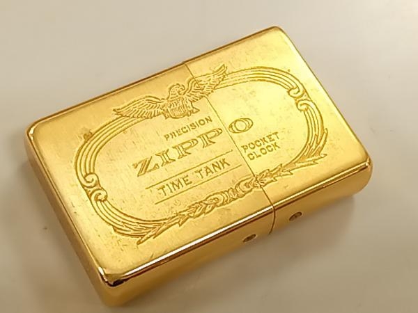 ジャンク 1スタ！】ZIPPO ライター型 ポケットクロック ゴールド