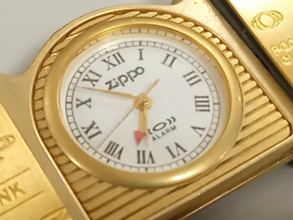 ジャンク 1スタ！】ZIPPO ライター型 ポケットクロック ゴールド