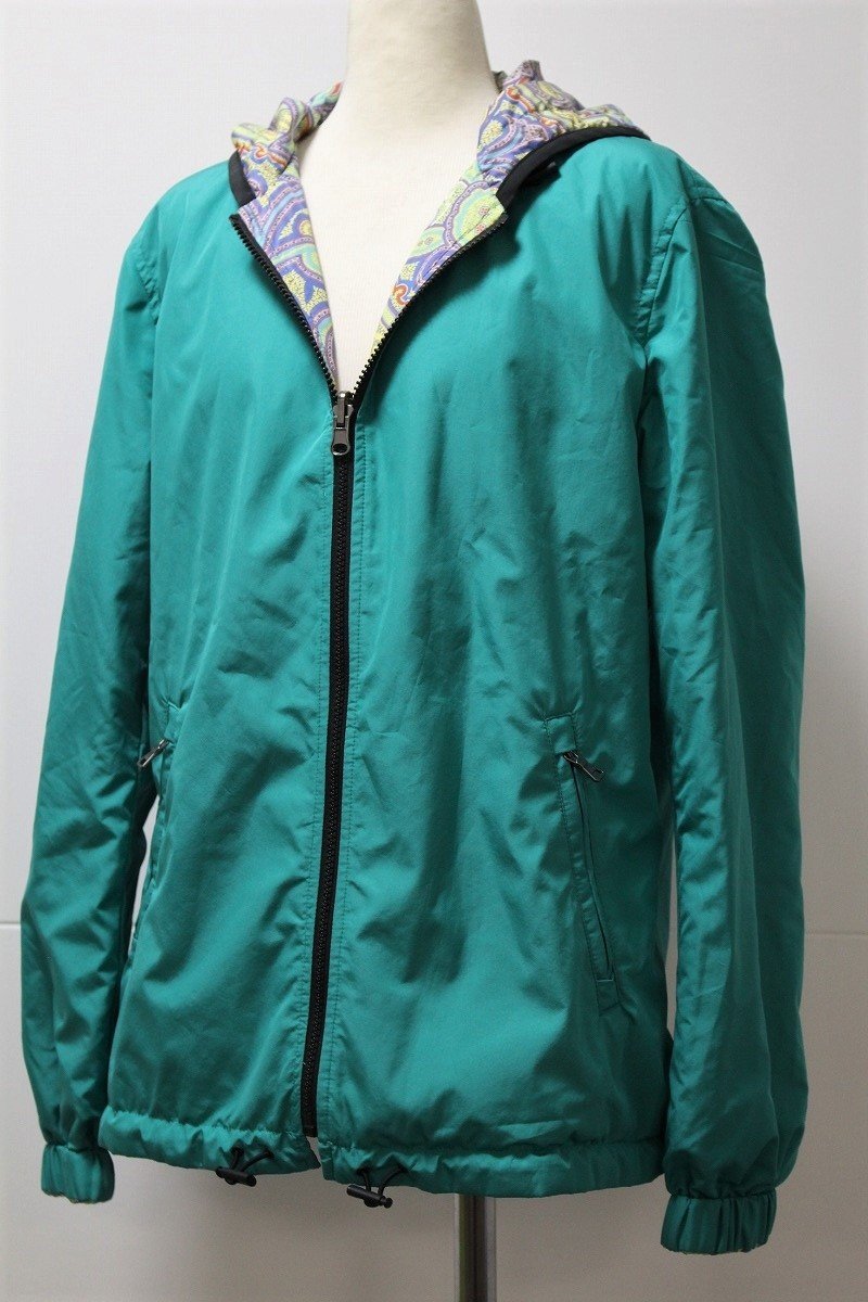 ETRO エトロ リバーシブル 中綿 ジャケット ブルゾン アウター 青 緑 ブルー グリーン ペイズリー 柄 ハンガー セット 1-K033/1/100