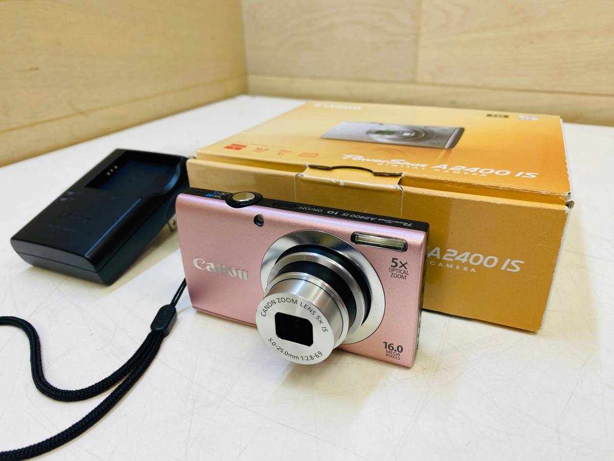 1円〜 Canon/キャノン PowerShot A2400 IS デジタルカメラ PC1731 ピンク系