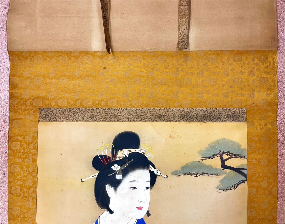 掛軸 絹本 美人画 日本画 真作横尾芳月⁄美人画⁄美人図⁄掛軸⁄名家伝来