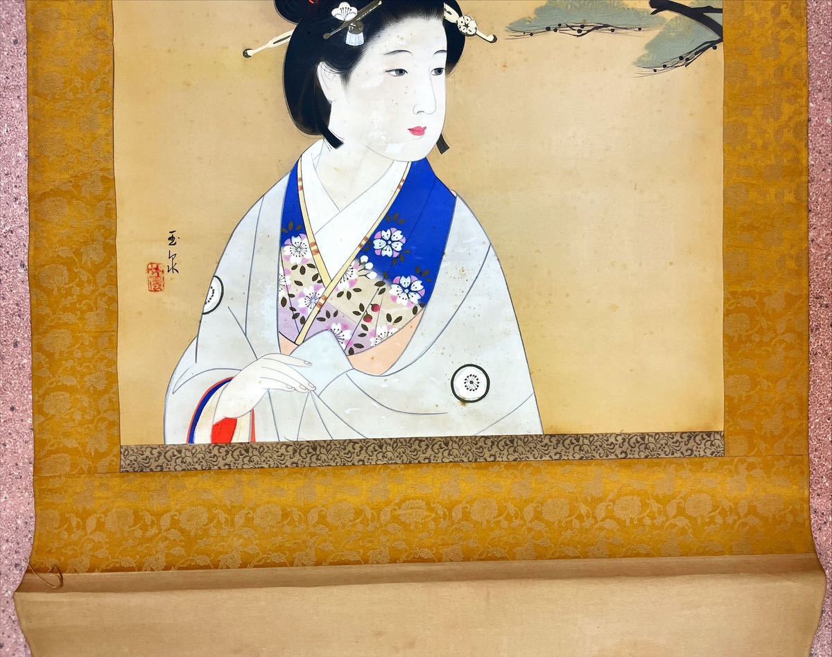 掛軸 絹本 美人画 日本画 真作横尾芳月⁄美人画⁄美人図⁄掛軸⁄名家伝来