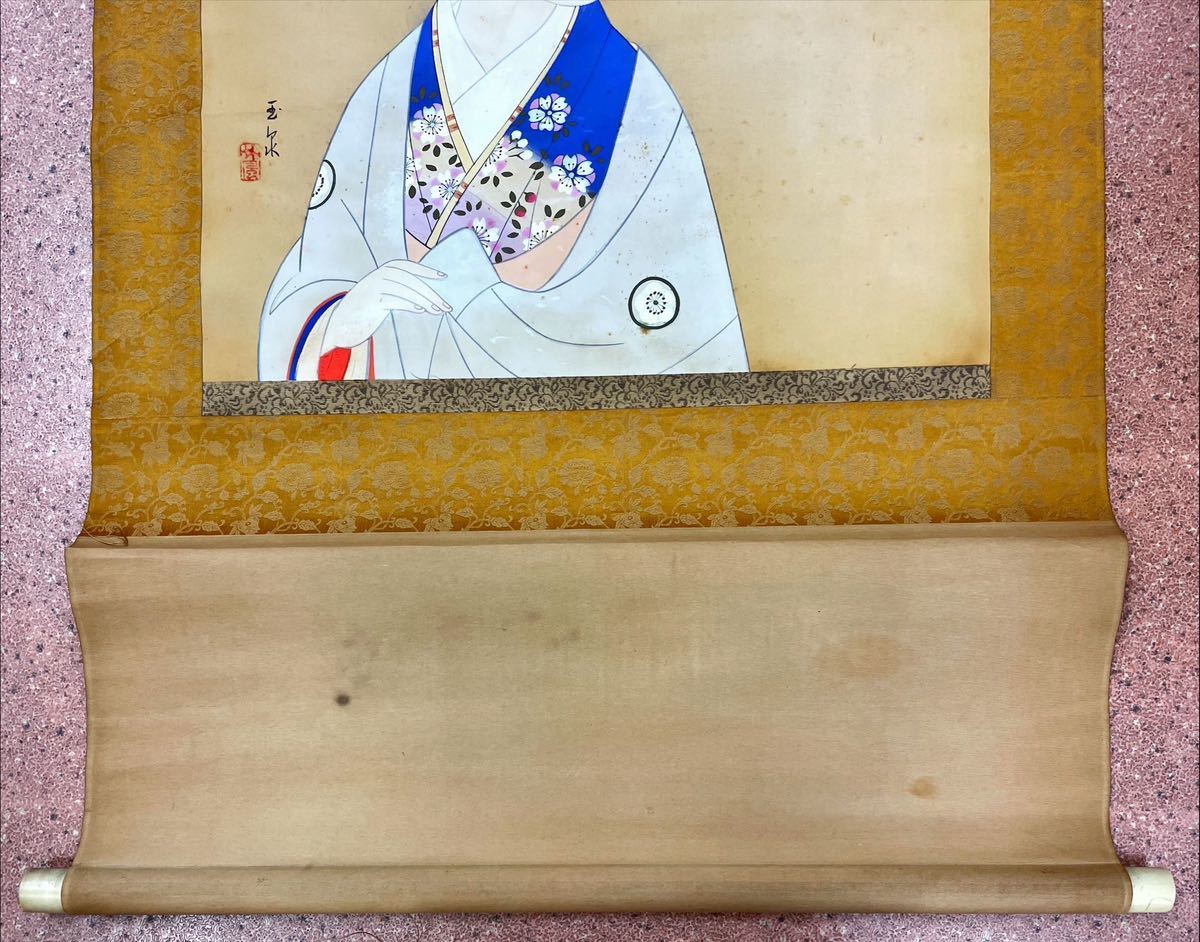 掛軸 絹本 美人画 日本画 真作横尾芳月⁄美人画⁄美人図⁄掛軸⁄名家伝来