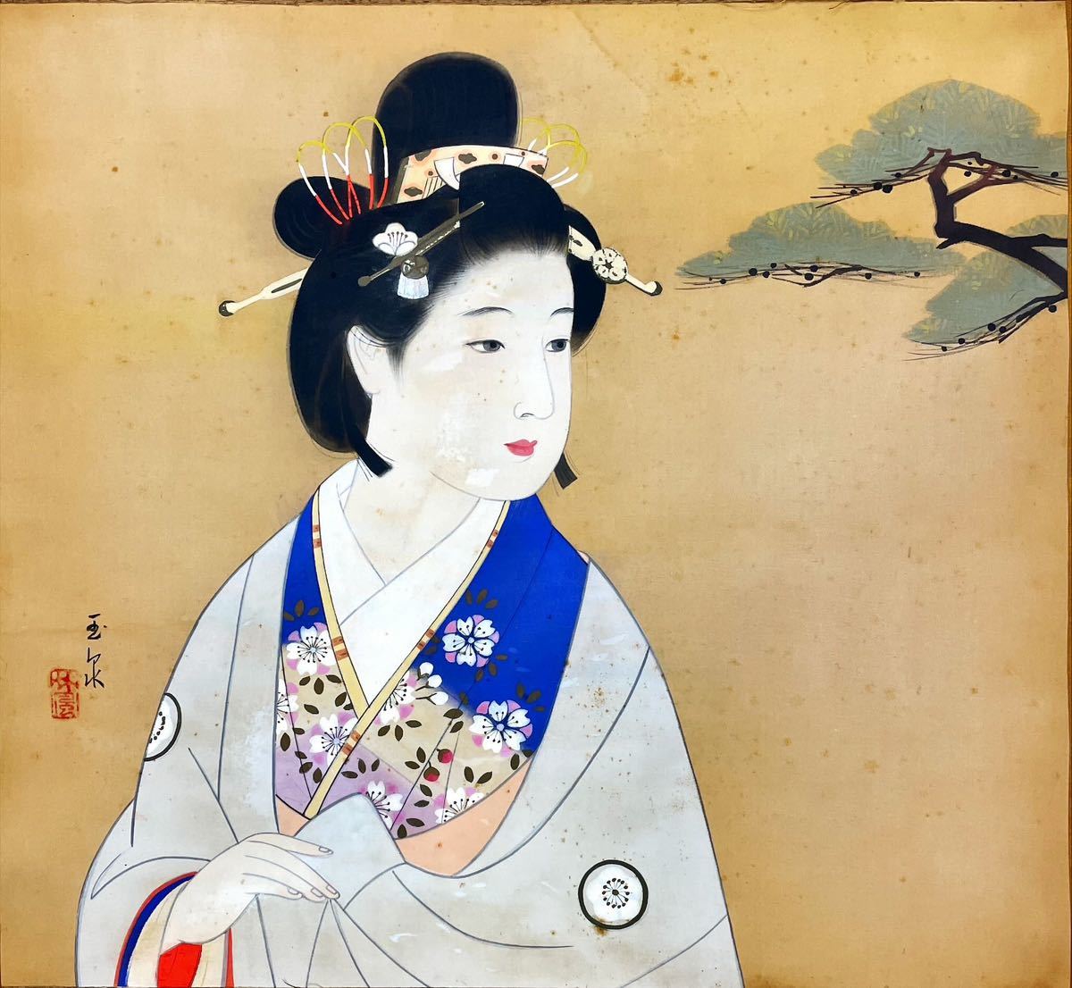 【真作】横尾芳月/美人画/美人図/掛軸/名家伝来/AC-152 掛軸 絹本 美人画 日本画 真作横尾芳月⁄美人画⁄美人図⁄掛軸⁄名家伝来