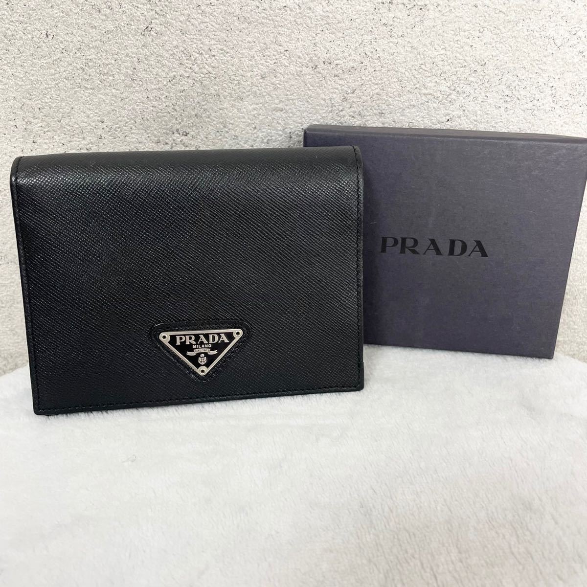 極上美品】PRADA プラダ 2つ折り財布 コンパクトウォレット 三角 