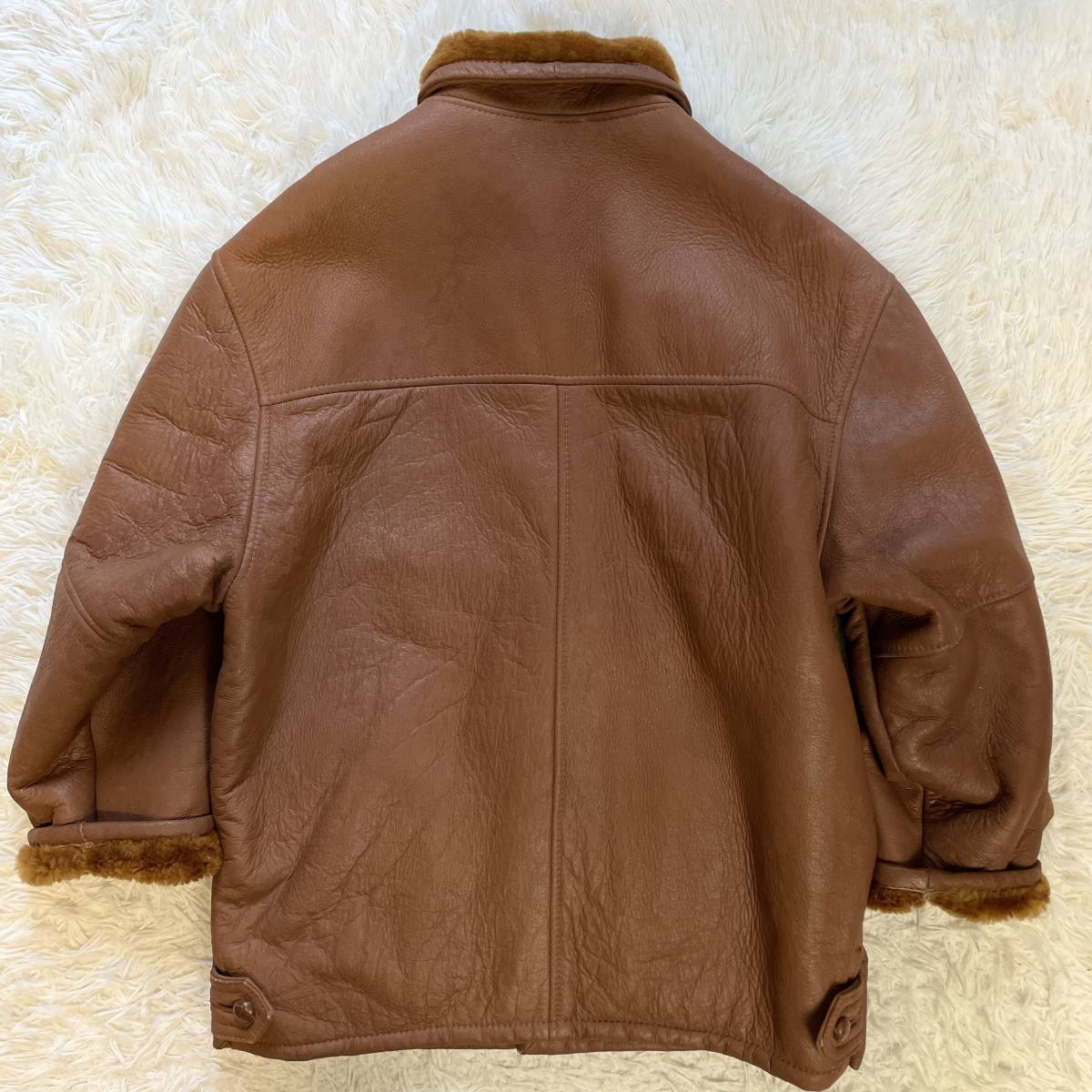 極上!! ミツミネ MITSUMINE 三峰 ラムレザー リアルムートンコート  