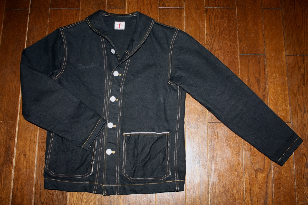 サムライジーンズ ショールカラー デニムジャケット バックプリント Mサイズ ブラック 送料無料 送料込み ジージャン SJSC18 SAMURAI JEANS