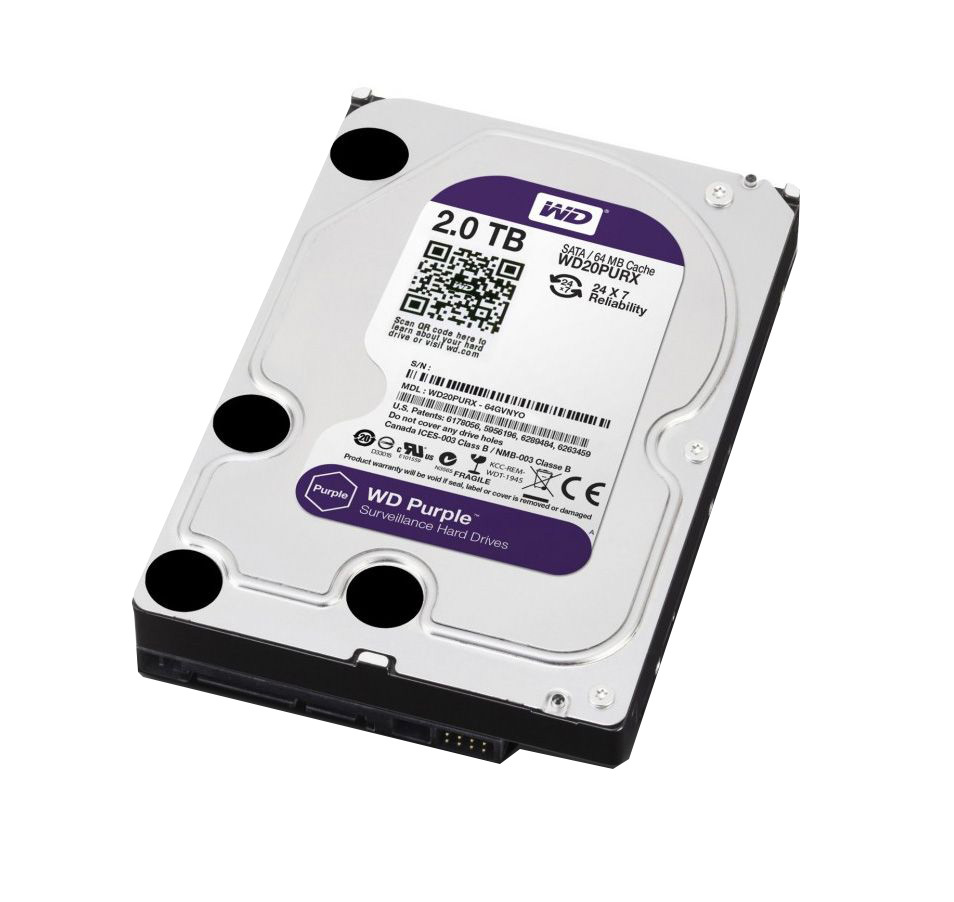 中古パーツ】3.5 SATA 2TB 1台 正常 WD WD20PURX 使用時間0H □HDD1845 2TB