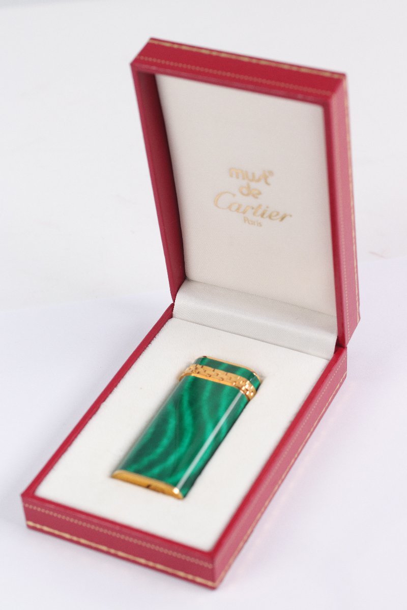 Cartier カルティエ パンテール マラカイト ガスライター ケース付 
