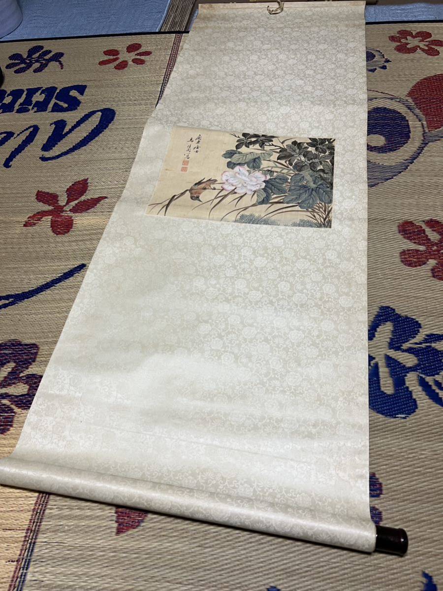 模写】一円スタート 書画 中国画 鳥図 文房具 掛軸 紙製造会社解体