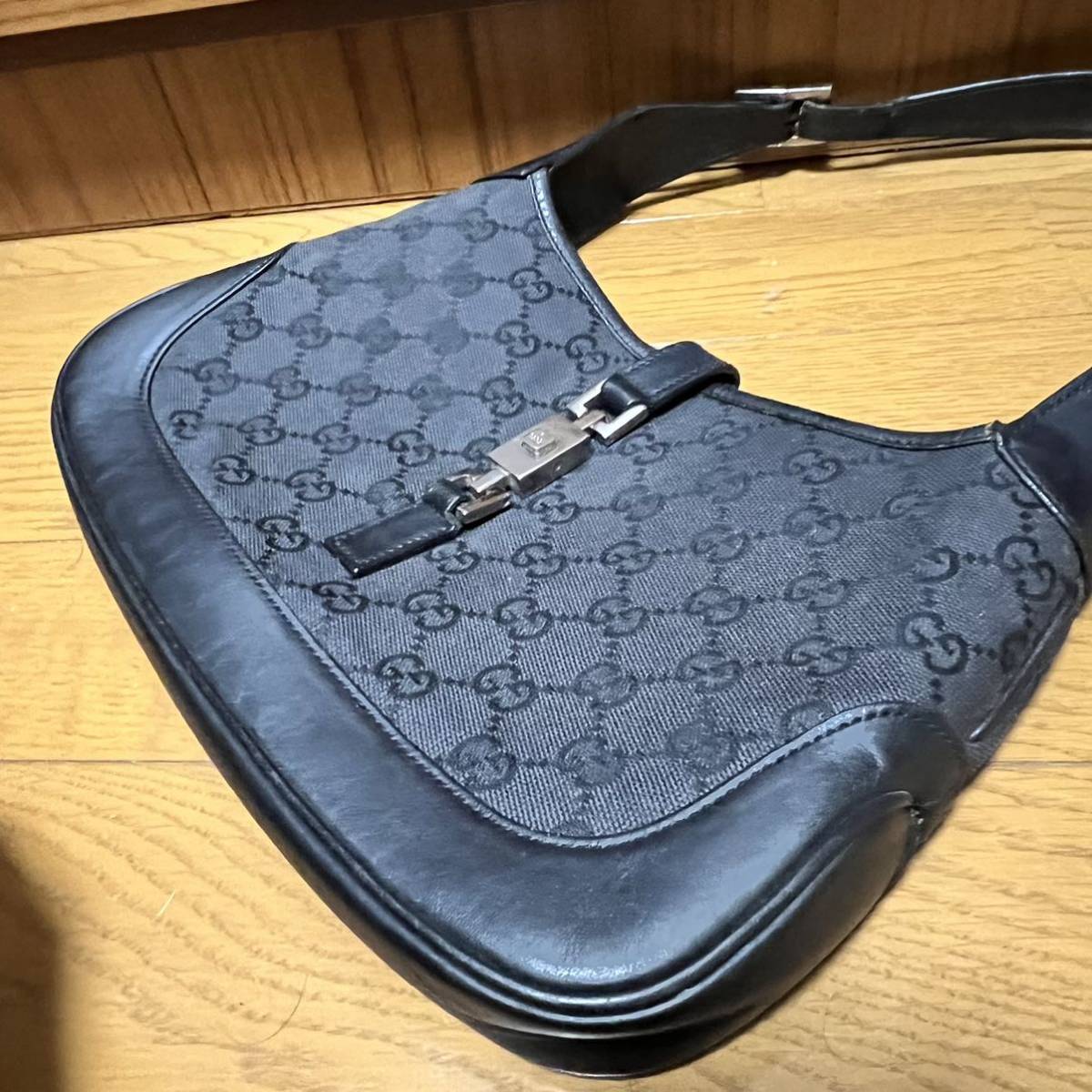 グッチ GUCCI ショルダーバッグ 0013735 ジャッキー レザー×ベロア 黒 