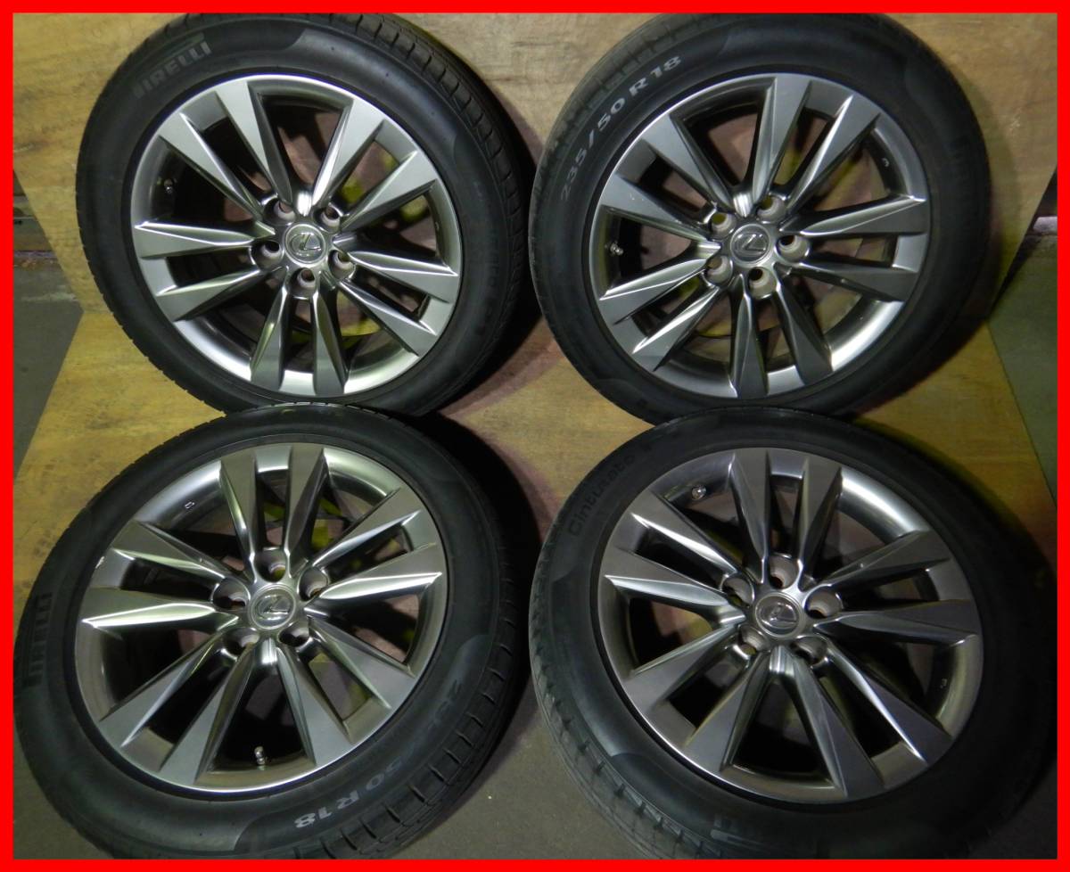 (H2800) LEXUS LS600h 後期 18×7.5J+32 純正ホイール 235/50R18 タイヤ4本
