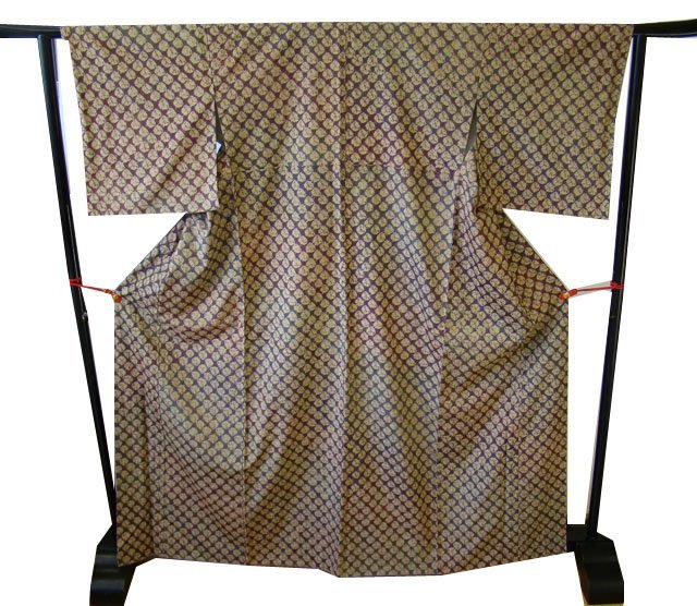 時代屋 美品 裄67.5ｃｍ お茶事 傘絞り 漢方染 小紋 正絹 未使用 152cm～160cm Ks823