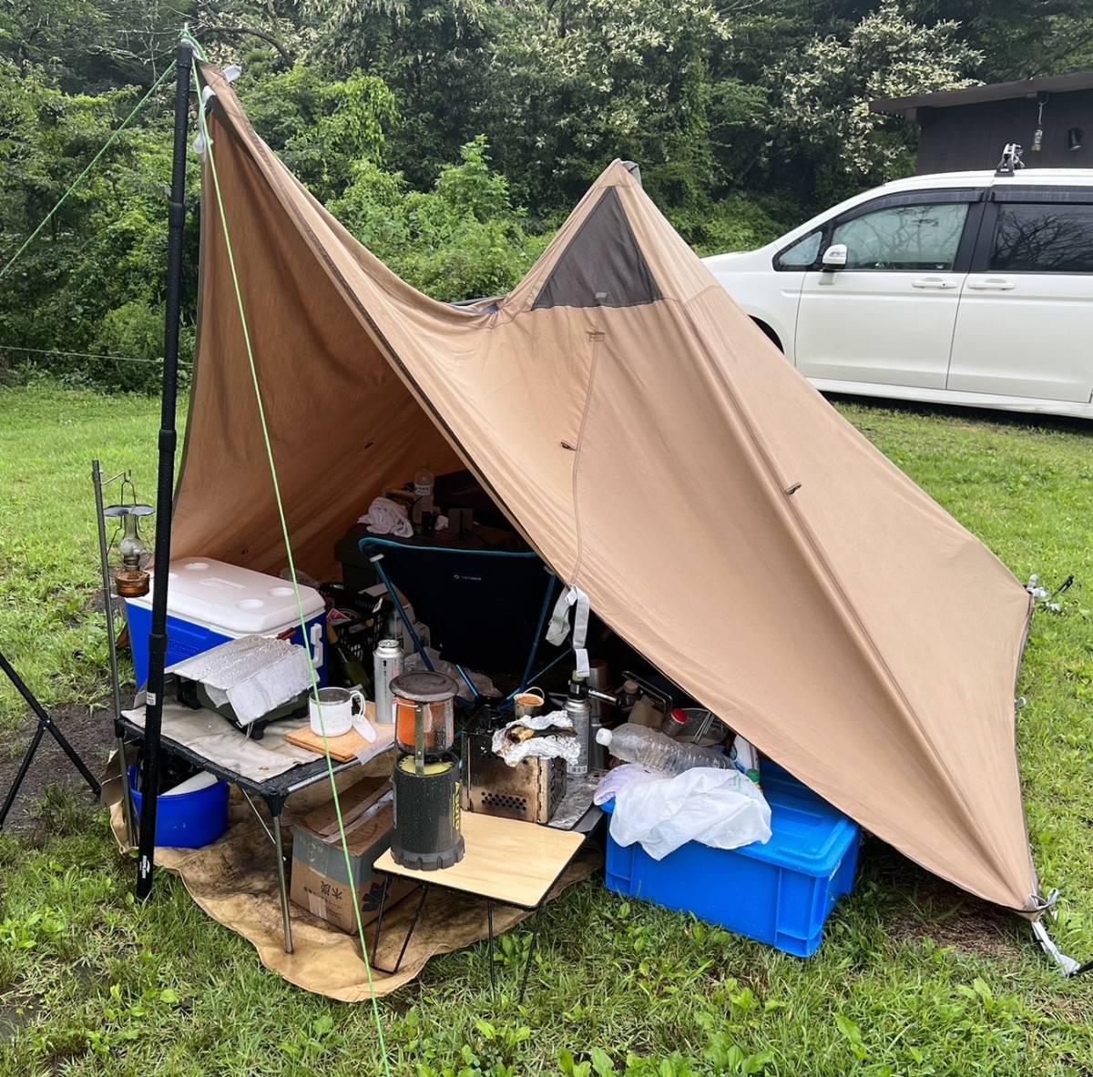 山善(YAMAZEN) 難燃TC素材採用ワンポールテント ブラウン