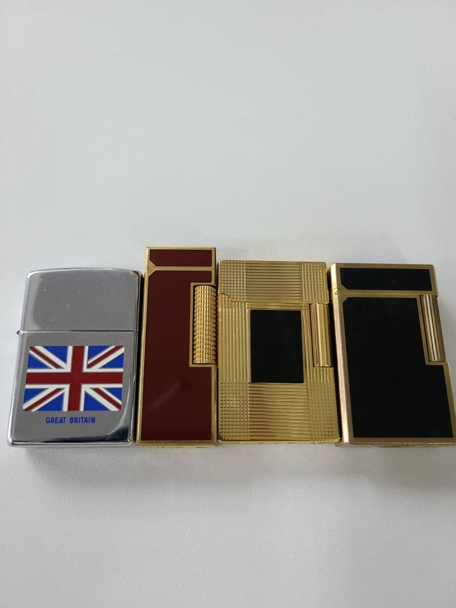 ★まとめてお買い得★ガスライター 3点＋ZIPPOライター おまけ付き セット★ゴールド/シルバー/ネイビー/レッド/ST Dupont/dunhill★
