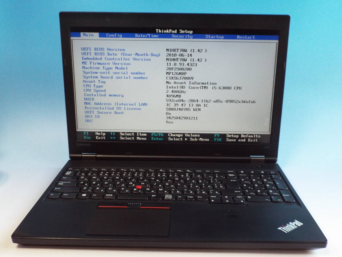 売り切り!Lenovo ThinkPad L560 Corei5(6300U)2.4Ghz/DVD/15インチ