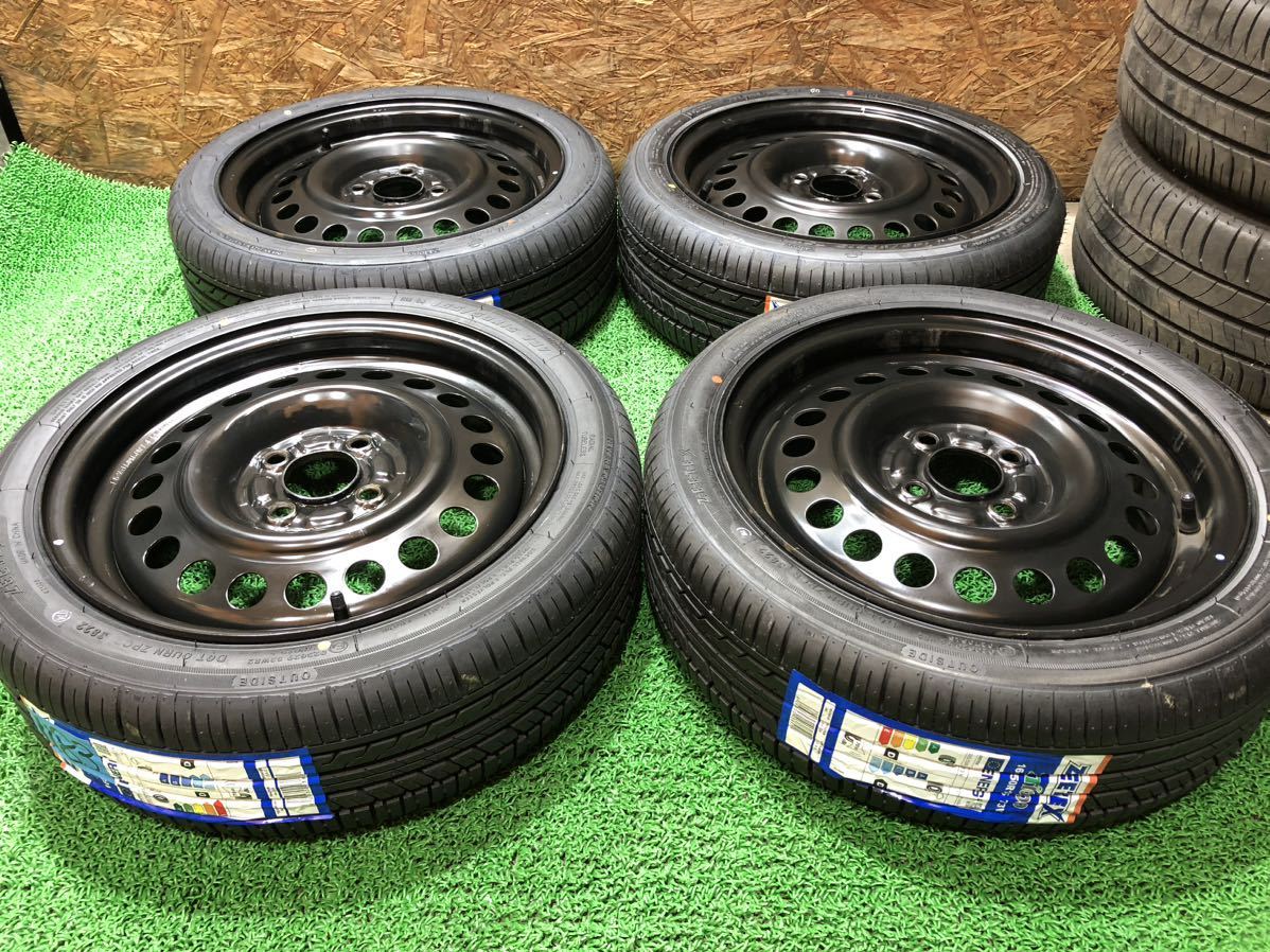 15インチ 鉄チンホイール4本セット 鉄チンホイール 15inch 5.5j+40 × ZEETEX 165/50R15 PCD100 4穴 軽