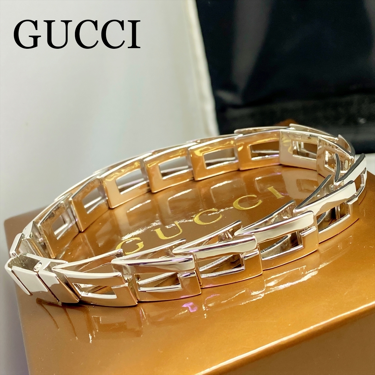【希少】GUCCI ヴィンテージブレスレット 新品仕上 廃盤 希少 グッチ GUCCI Gモチーフ ヴィンテージ