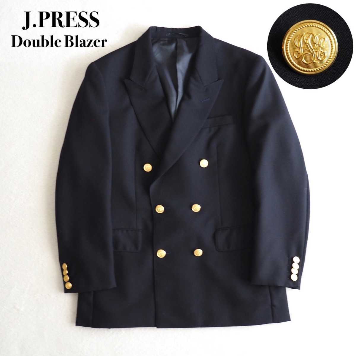 美品】J.PRESS ジェイプレス ダブル 紺ブレザー 金ボタン 6つボタン