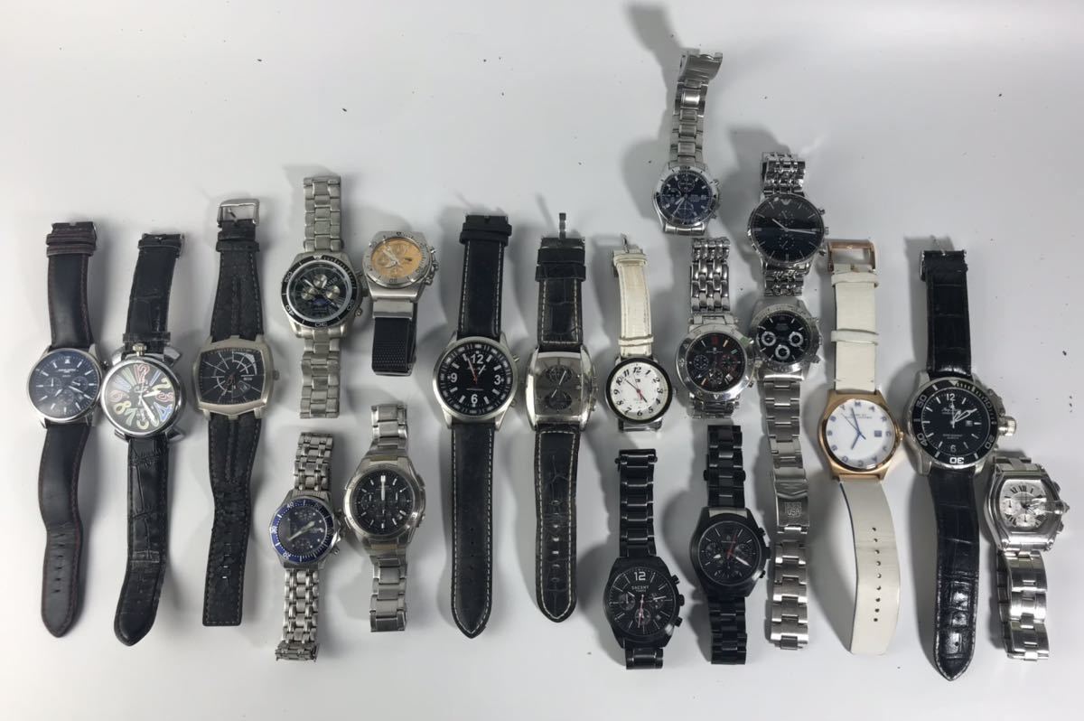 1円〜●★稼働未確認★ 腕時計 アルマーニ カシオ サクスニー ヨーググレイ 他 クロノグラフ 19本まとめ ★okoy-1744163-202★op1146