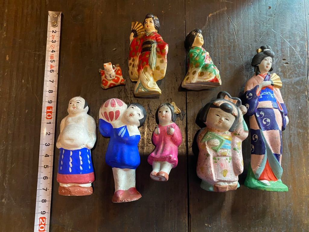 81 昭和レトロ舞妓人形 夢二人形 土人形 泥人形古く小さなお人形まとめ