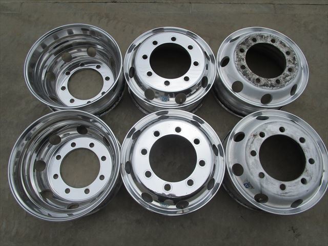 送料無料　増トン　低床　アルコア　アルミホイール　ISO方式　平面座　19.5×6.75　147　8穴　研磨済み　6本セット