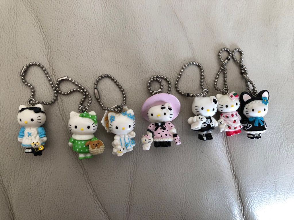 サンリオ35周年　ハローキティ ポールチェーンマスコット7点セット　アリスキティ　チャーミーキティ付きなど
