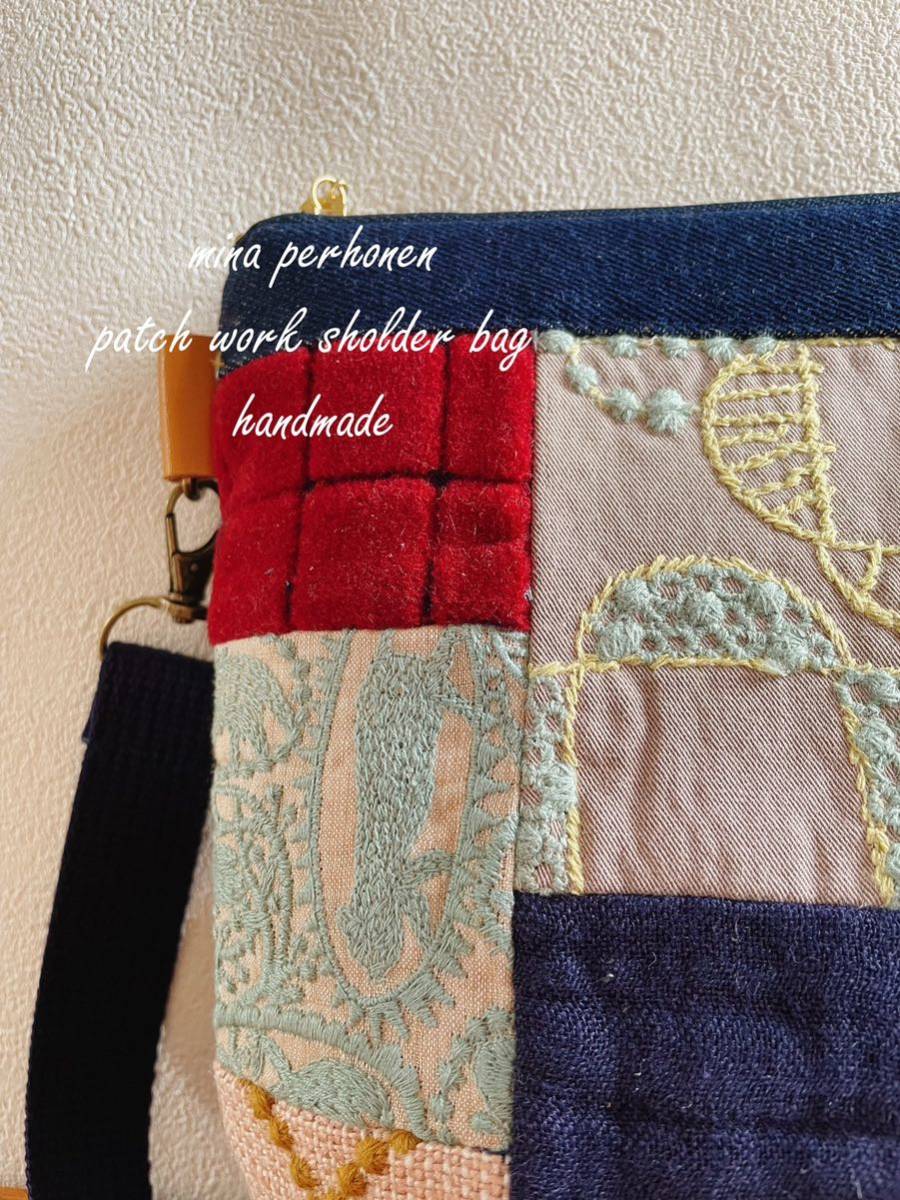 ミナペルホネン、ハンドメイド、パッチワークショルダーバッグ、 □ミナペルホネン□パッチワーク□ショルダーバッグ□ハンドメイド