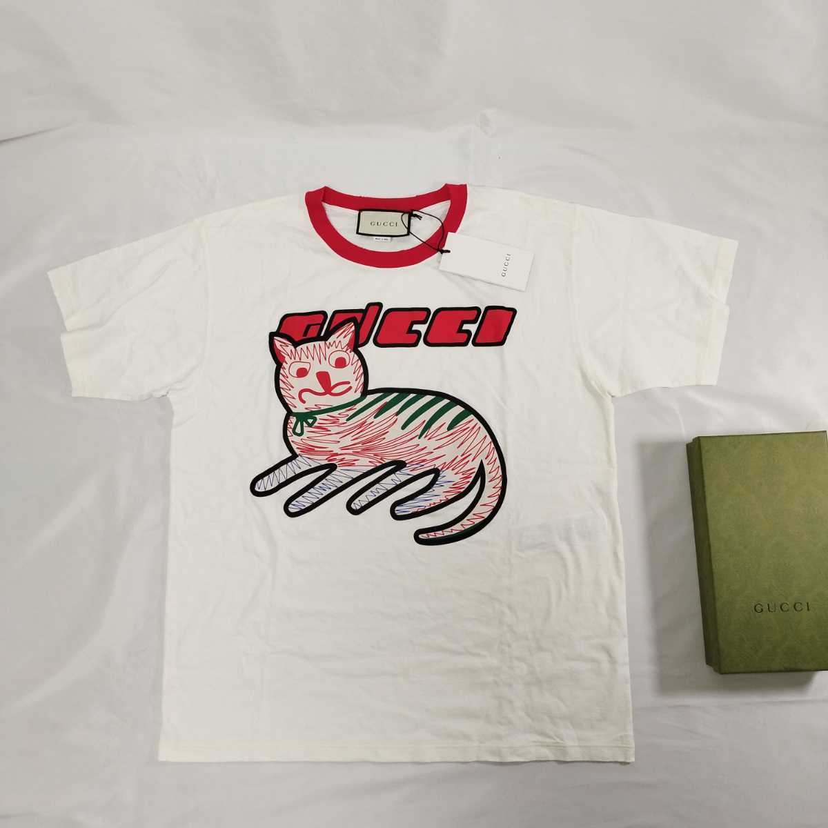 GUCCI エシカルコンシャス 616036 Tシャツ XS 猫プリント グッチ