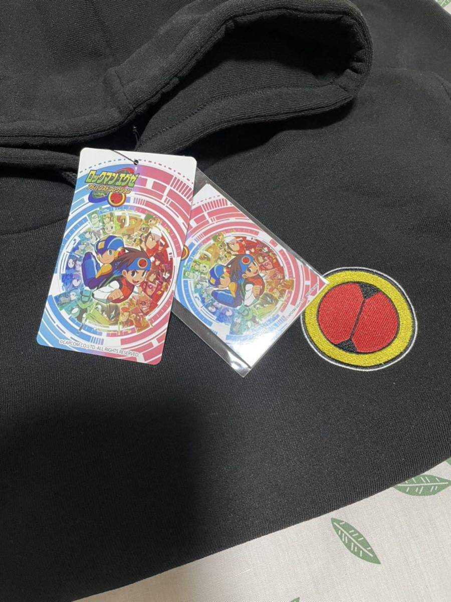 ロックマンエグゼ パーカー ステッカー付き ロックマンエグゼ アドバンスドコレクション パーカー 黒 L ステッカー