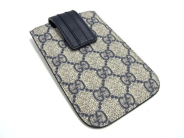 1円 □美品□ GUCCI グッチ 240188 2184 GG柄 PVC×レザー スマホケース