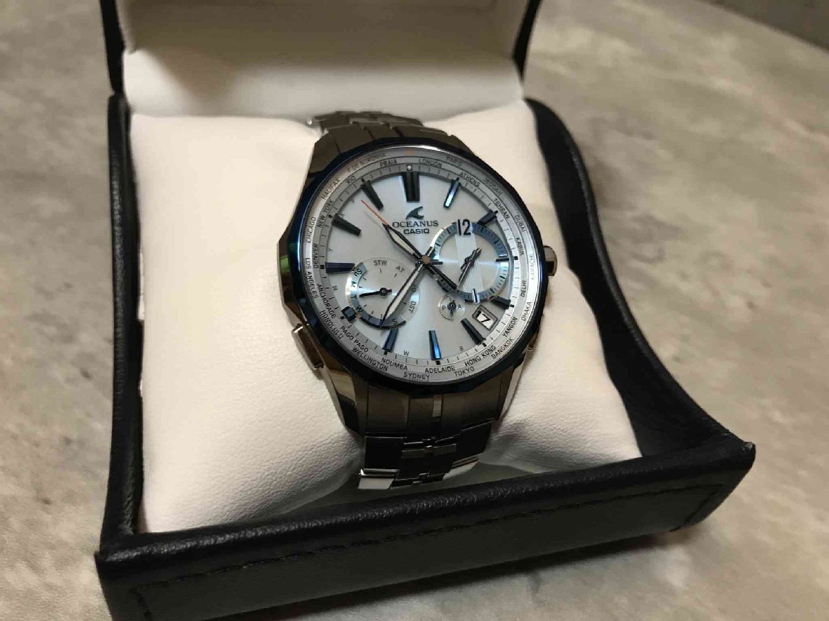美品 CASIO カシオ オシアナス マンタ アクアマリン OCW-S3400D-2AJF 
