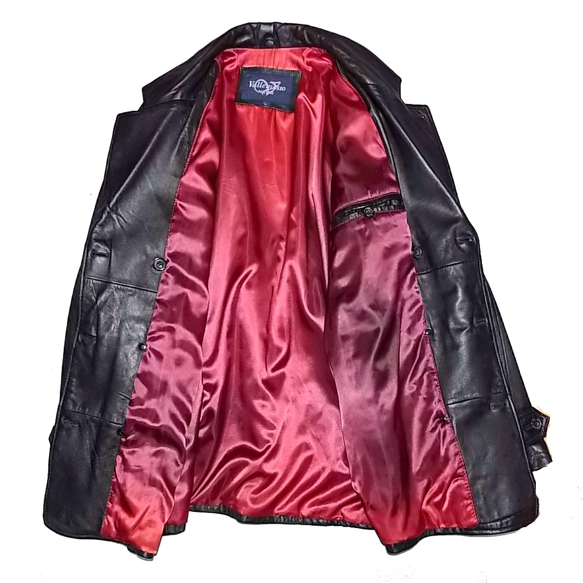かっこいい 赤色の裏地 Valle Mosso 本革 本皮 羊皮 レザージャケット ハーフコート ブレザー 黒色 サイズl Lサイズ 売買されたオークション情報 Yahooの商品情報をアーカイブ公開 オークファン Aucfan Com