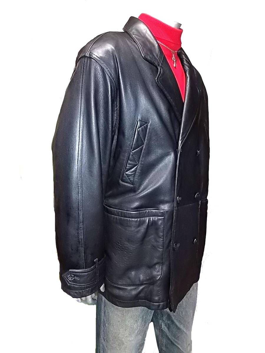 かっこいい 赤色の裏地 Valle Mosso 本革 本皮 羊皮 レザージャケット ハーフコート ブレザー 黒色 サイズl Lサイズ 売買されたオークション情報 Yahooの商品情報をアーカイブ公開 オークファン Aucfan Com
