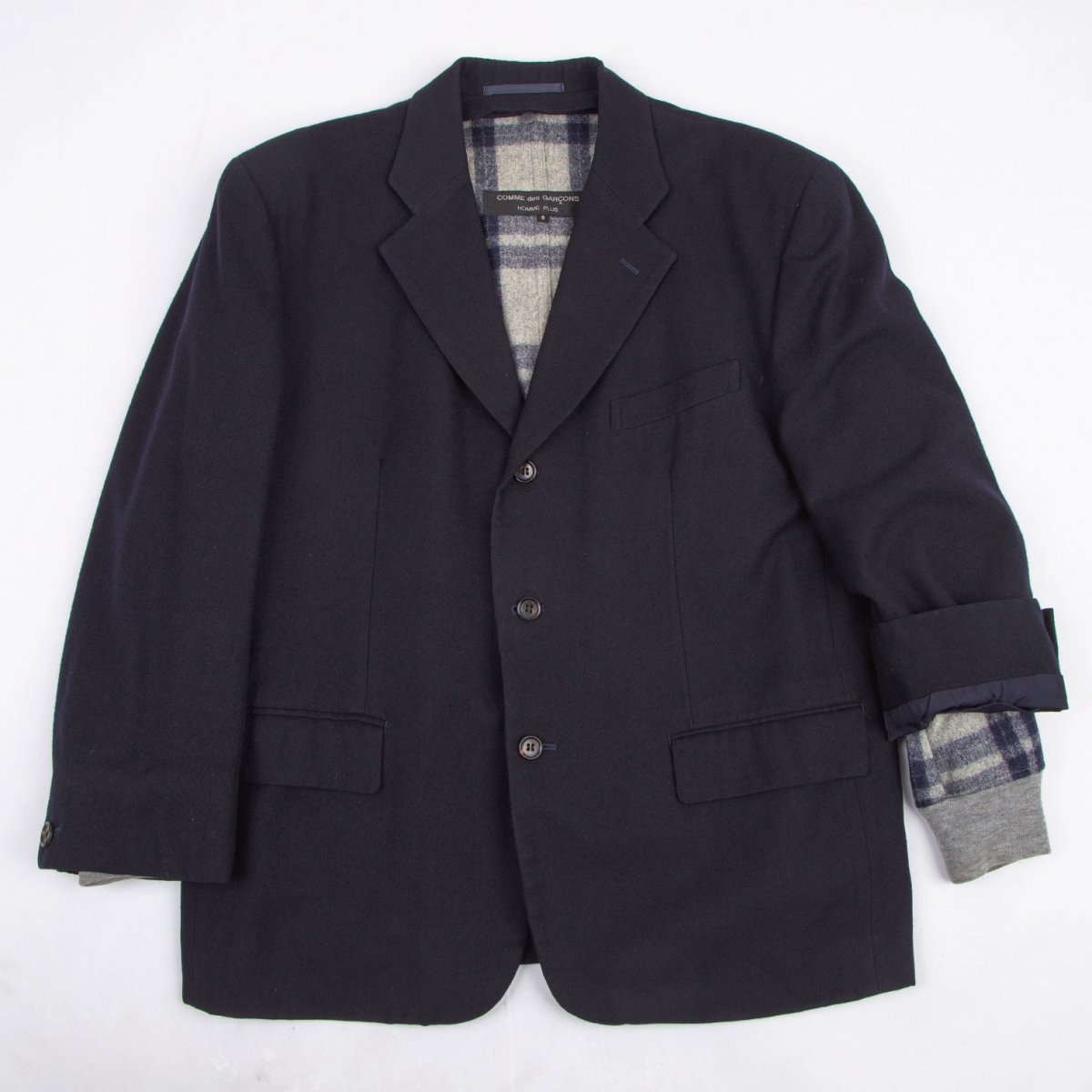 コムデギャルソン オムプリュス ブランケットライナー着脱ウールジャケット 紺S